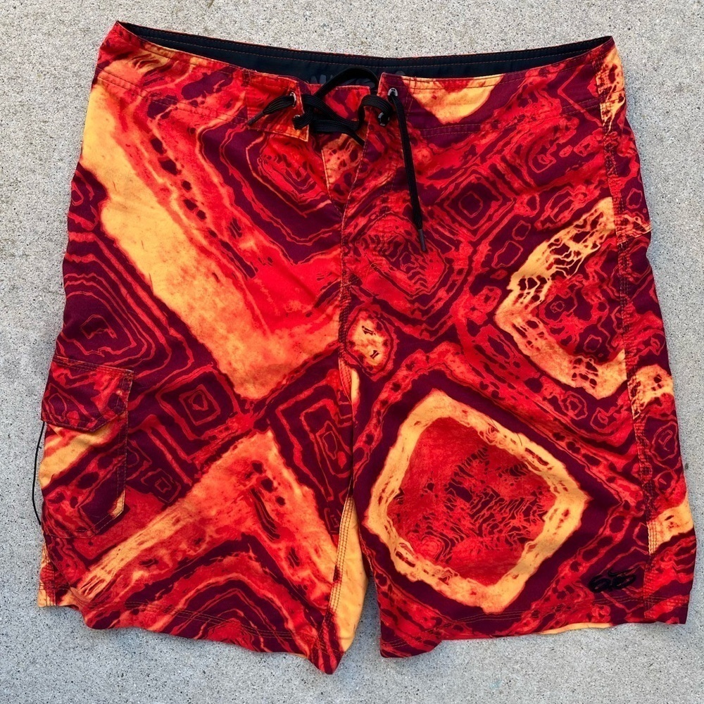Men's Nike 6.0 Board Shorts Multicolor Cargo 34 Colorblock Surf Swim Beach Sun